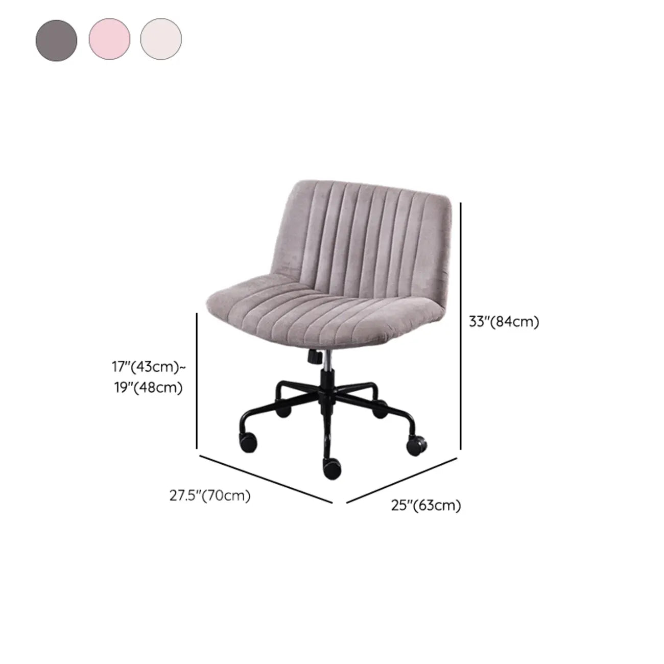 Elegant Gray Linen Upholstered Swivel Office Chair