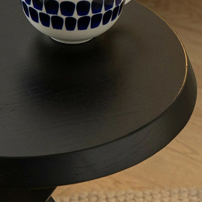 Modern Round Wood Side Table with Cross Legs