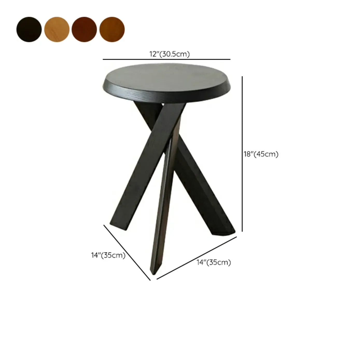 Modern Round Wood Side Table with Cross Legs