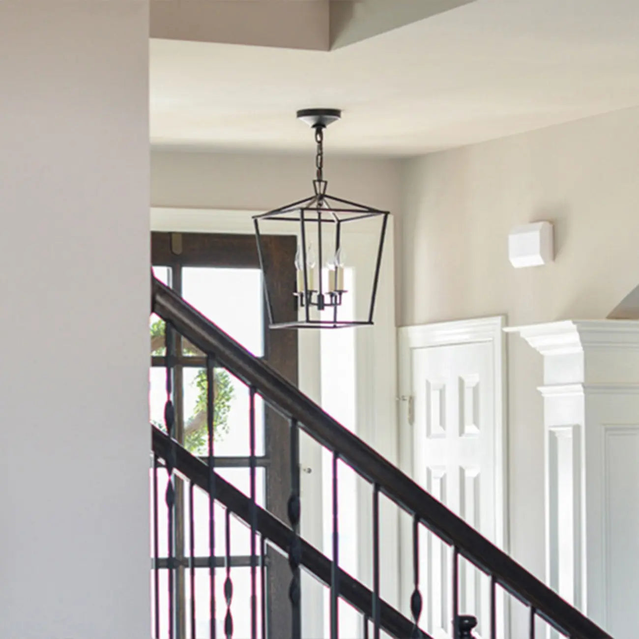 Industrial Adjustable Metal Lantern Caged Candelabra Chandelier