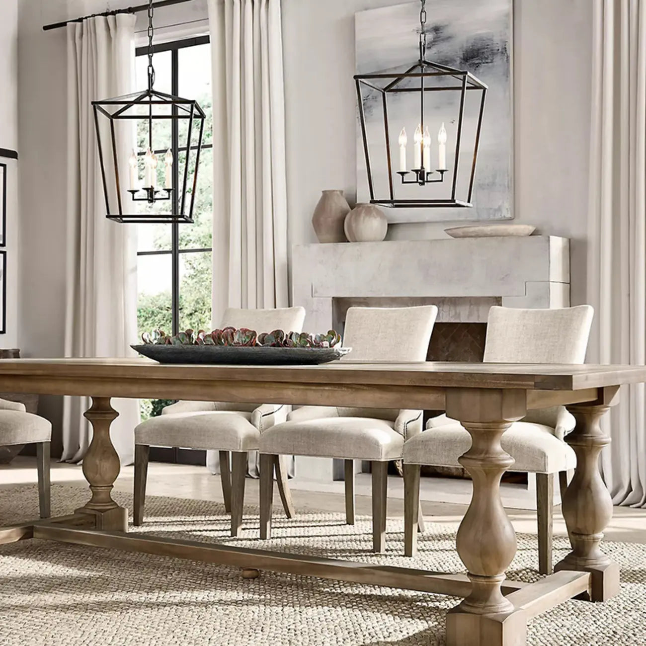 Industrial Adjustable Metal Lantern Caged Candelabra Chandelier