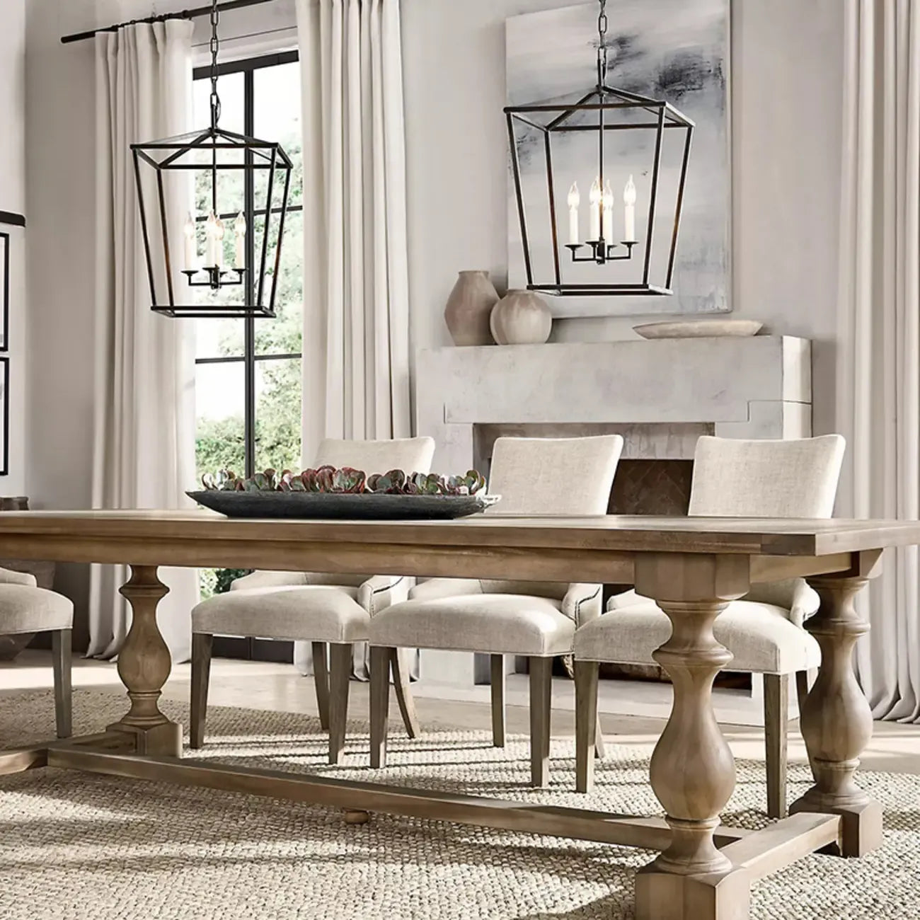 Industrial Adjustable Metal Lantern Caged Candelabra Chandelier