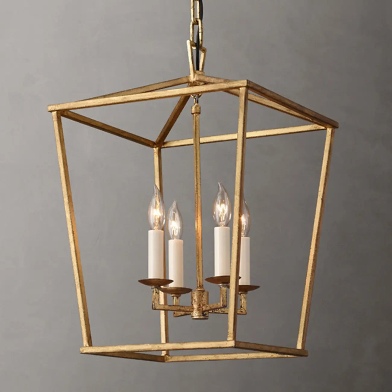 Industrial Adjustable Metal Lantern Caged Candelabra Chandelier