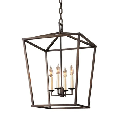 Industrial Adjustable Metal Lantern Caged Candelabra Chandelier