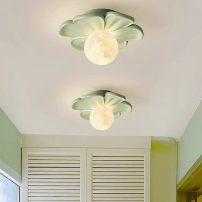 Modern Globe Resin Semi-Flush Ceiling Light for Living Room