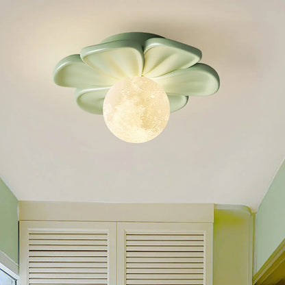 Modern Globe Resin Semi-Flush Ceiling Light for Living Room