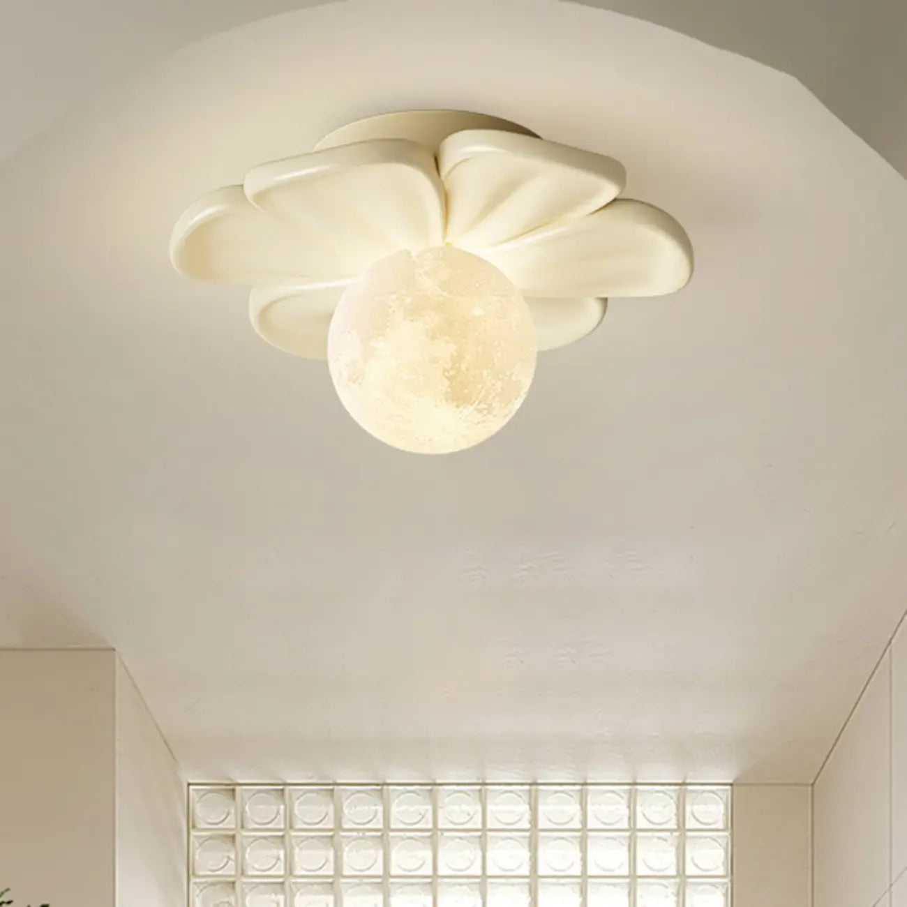 Modern Globe Resin Semi-Flush Ceiling Light for Living Room