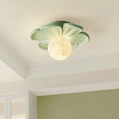 Modern Globe Resin Semi-Flush Ceiling Light for Living Room