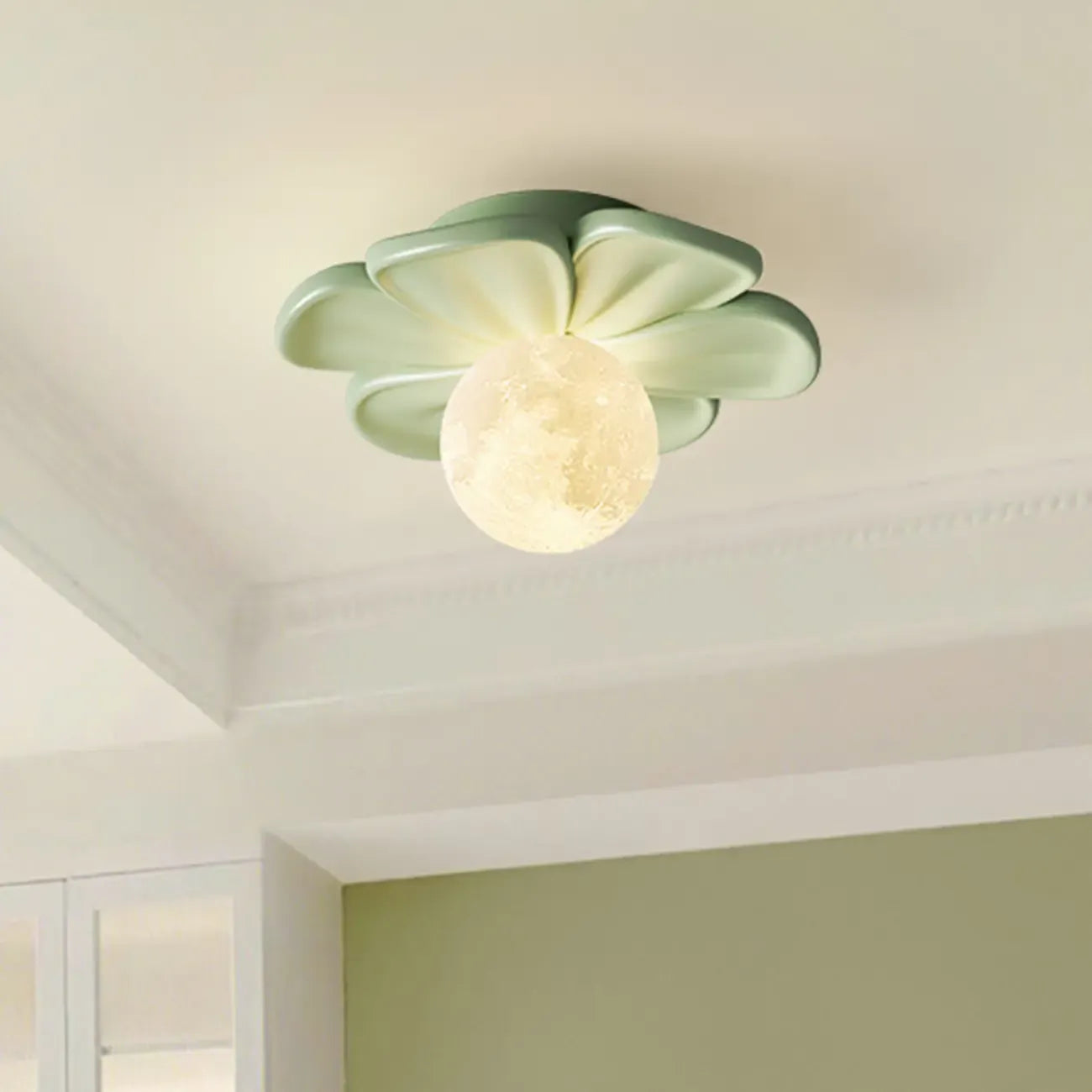 Modern Globe Resin Semi-Flush Ceiling Light for Living Room