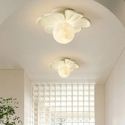 Modern Globe Resin Semi-Flush Ceiling Light for Living Room