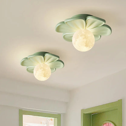 Modern Globe Resin Semi-Flush Ceiling Light for Living Room