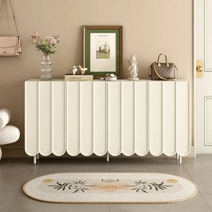 Modern Large beige Wooden Adjustable Entryway Shoe Cabinet