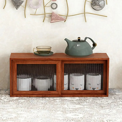 Wooden Small Display Cabinet with Glass Doors for Home Decor