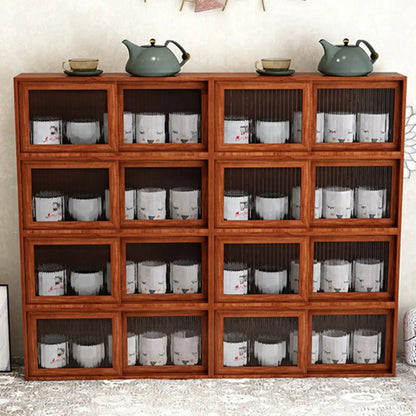 Wooden Small Display Cabinet with Glass Doors for Home Decor