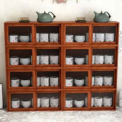 Wooden Small Display Cabinet with Glass Doors for Home Decor