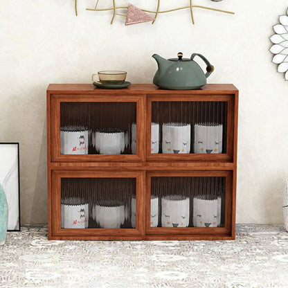 Wooden Small Display Cabinet with Glass Doors for Home Decor
