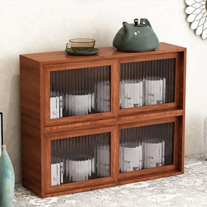 Wooden Small Display Cabinet with Glass Doors for Home Decor