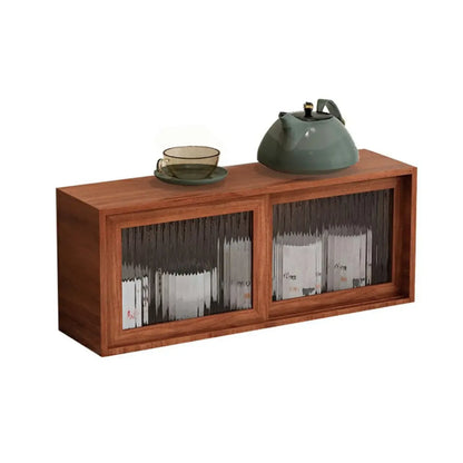 Wooden Small Display Cabinet with Glass Doors for Home Decor