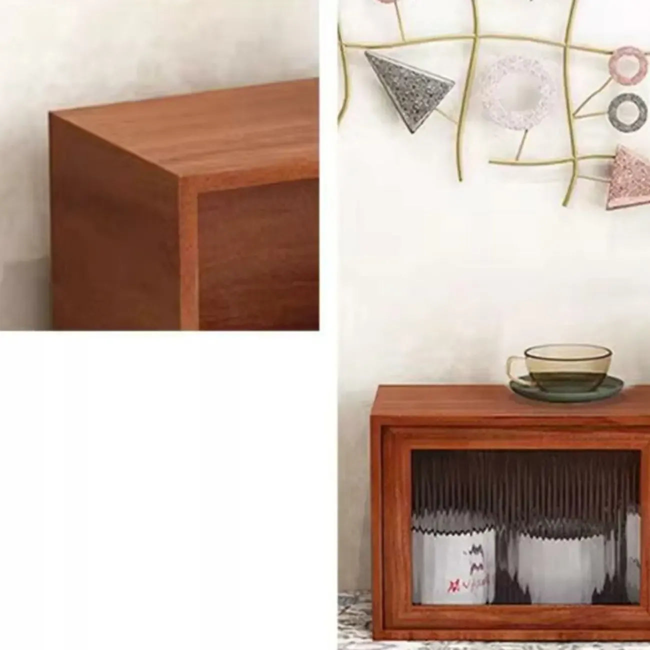 Wooden Small Display Cabinet with Glass Doors for Home Decor