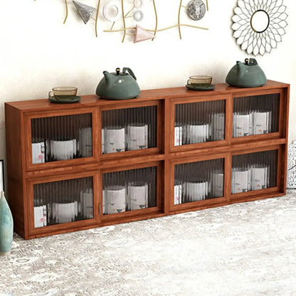 Wooden Small Display Cabinet with Glass Doors for Home Decor