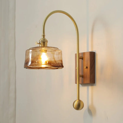 Vintage Walnut LED Wall Sconce for Residential Lighting