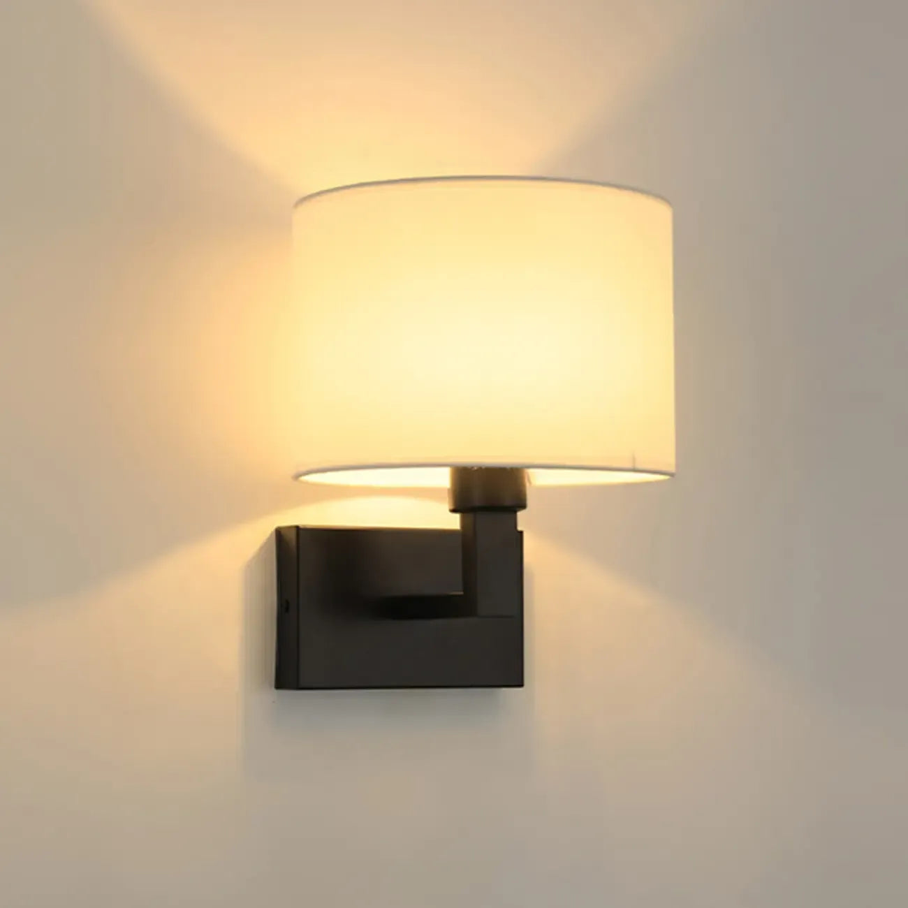 Modern Cylinder Wall Sconce with Fabric Shade for Bedroom
