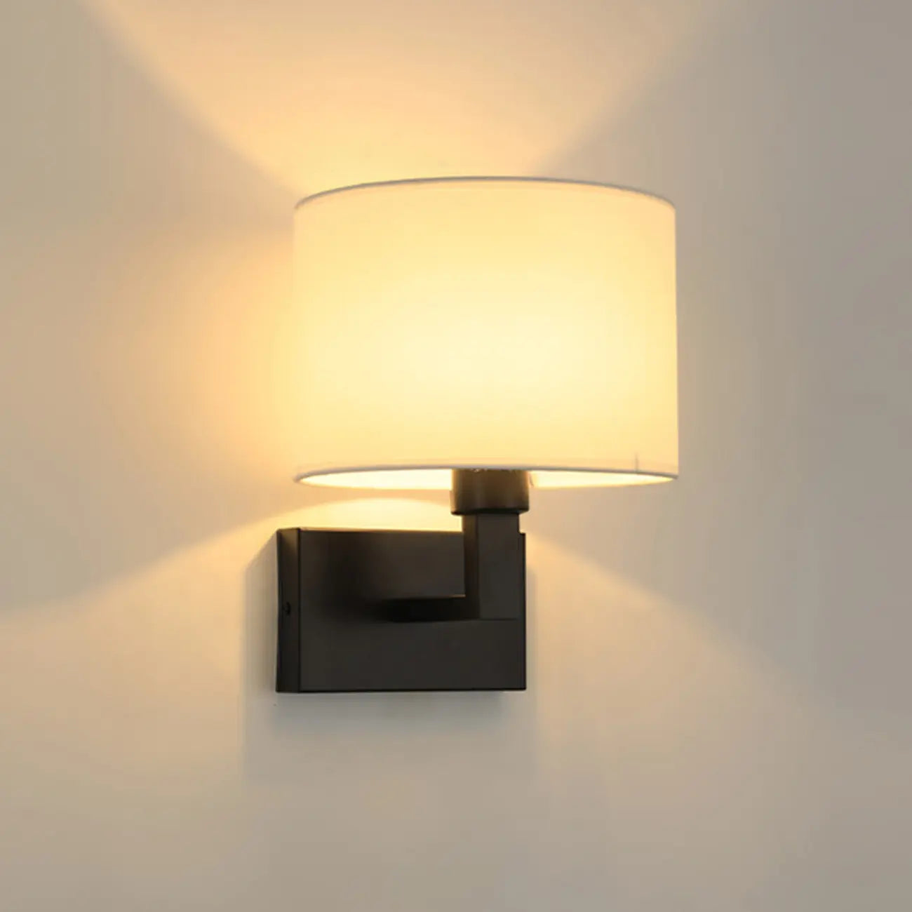 Modern Cylinder Wall Sconce with Fabric Shade for Bedroom