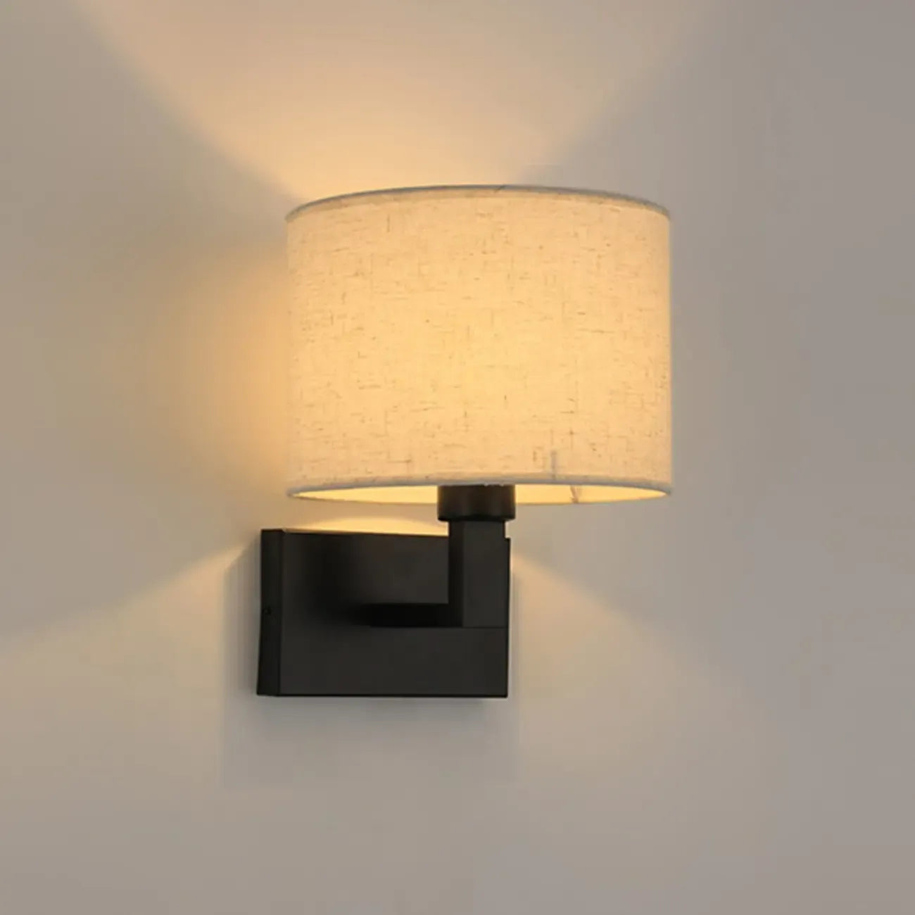 Modern Cylinder Wall Sconce with Fabric Shade for Bedroom
