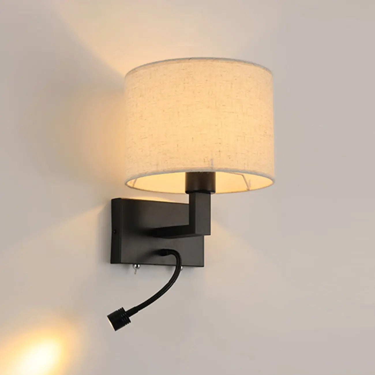 Modern Cylinder Wall Sconce with Fabric Shade for Bedroom