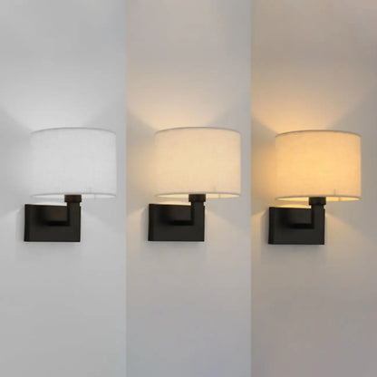 Modern Cylinder Wall Sconce with Fabric Shade for Bedroom