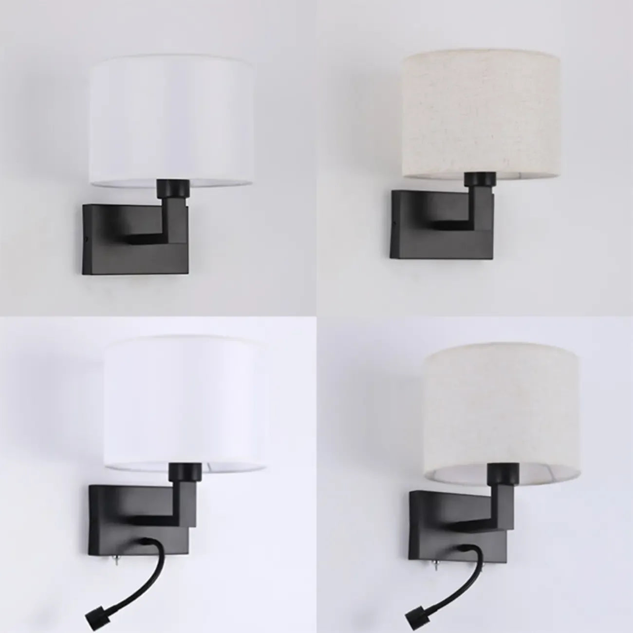 Modern Cylinder Wall Sconce with Fabric Shade for Bedroom