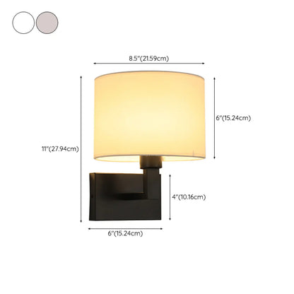 Modern Cylinder Wall Sconce with Fabric Shade for Bedroom