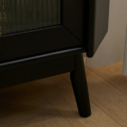 Modern Espresso Wood Glass Paned Corner Storage Cabinet