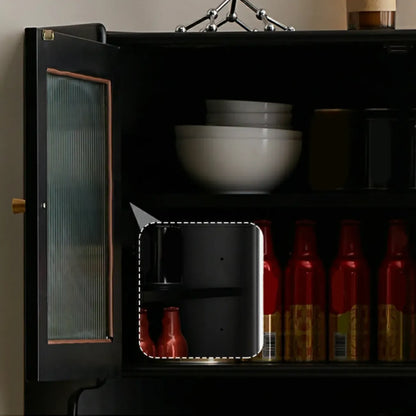 Modern Espresso Wood Glass Paned Corner Storage Cabinet