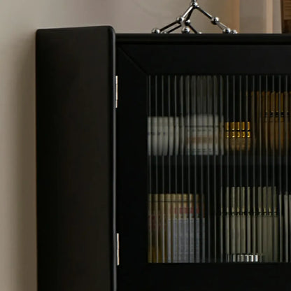 Modern Espresso Wood Glass Paned Corner Storage Cabinet