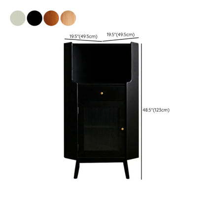 Modern Espresso Wood Glass Paned Corner Storage Cabinet