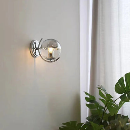 Modern Globe Wall Sconce with Chrome Finish for Living Room