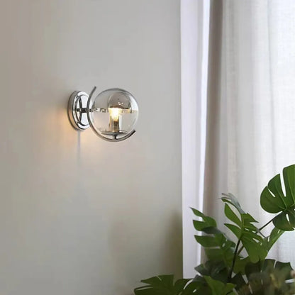 Modern Globe Wall Sconce with Chrome Finish for Living Room