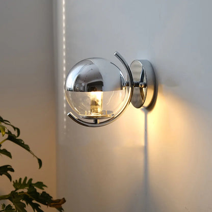 Modern Globe Wall Sconce with Chrome Finish for Living Room