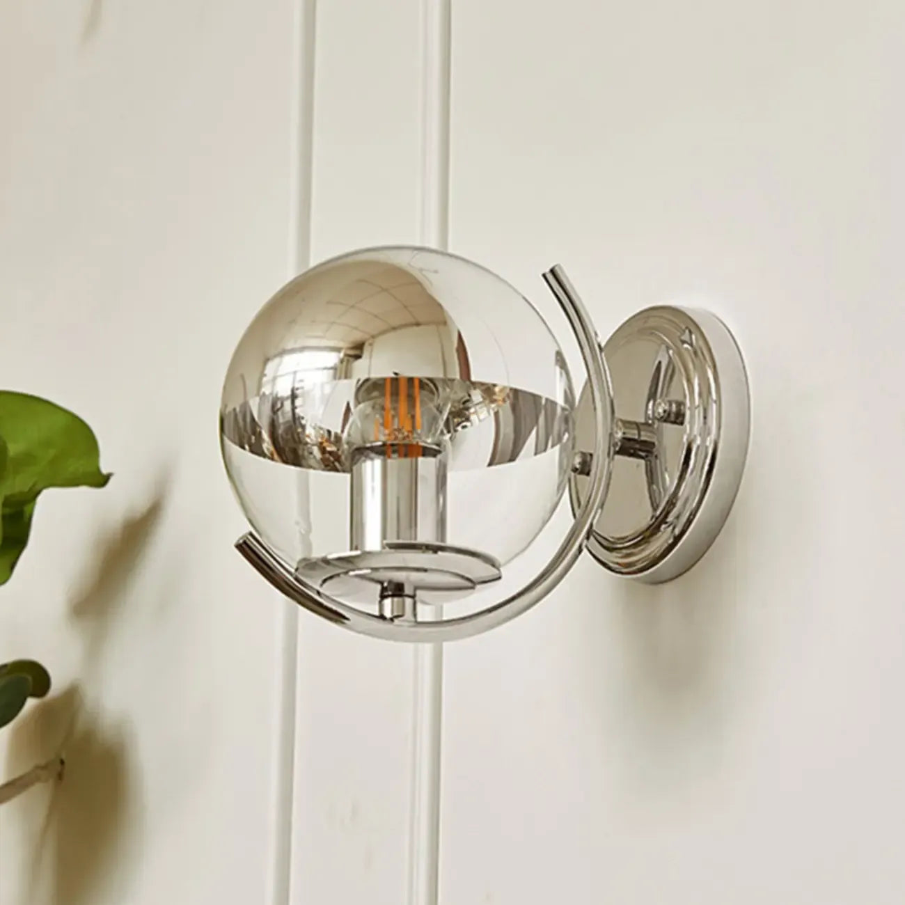 Modern Globe Wall Sconce with Chrome Finish for Living Room