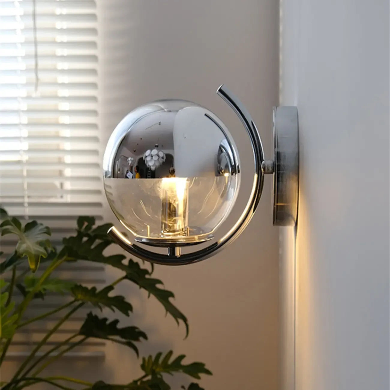 Modern Globe Wall Sconce with Chrome Finish for Living Room