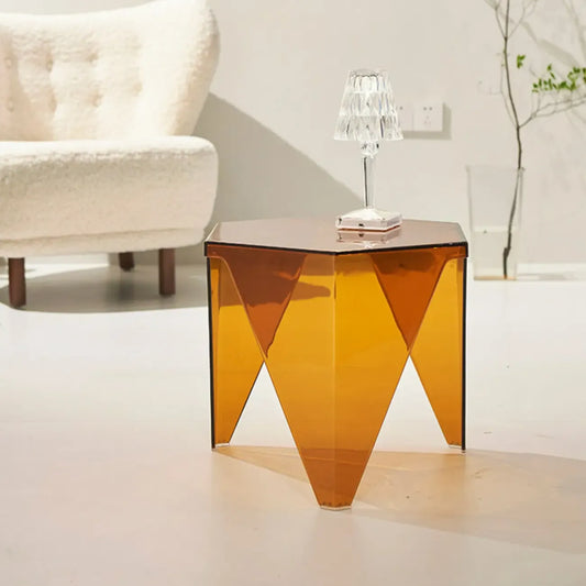 Contemporary Hexagon Acrylic End Table for Living Room