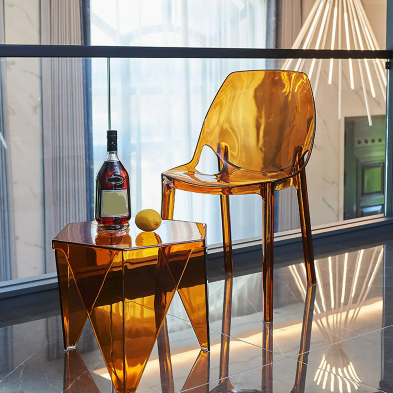 Contemporary Hexagon Acrylic End Table for Living Room