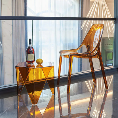 Contemporary Hexagon Acrylic End Table for Living Room