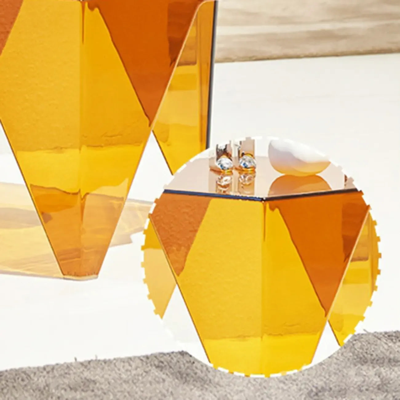 Contemporary Hexagon Acrylic End Table for Living Room