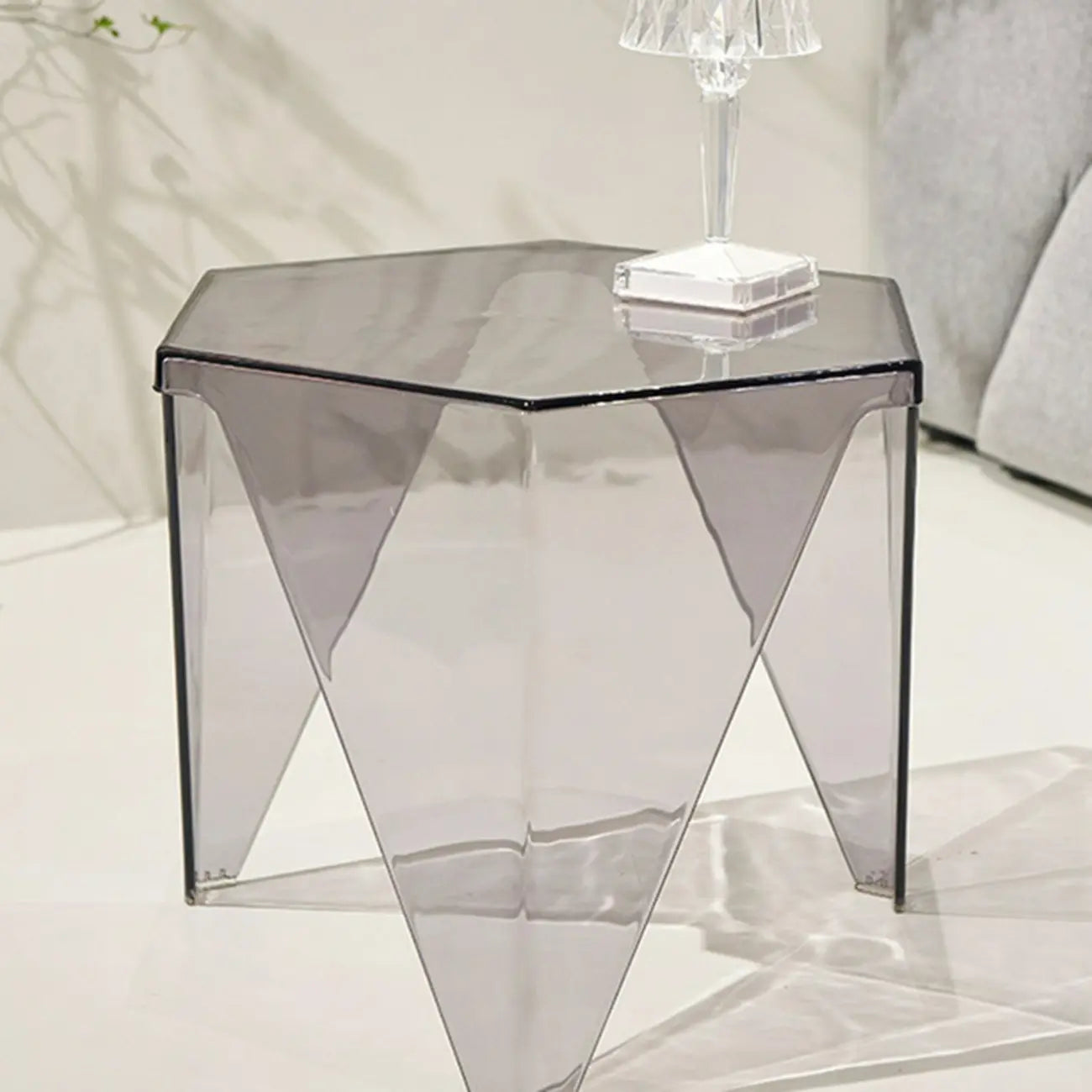 Contemporary Hexagon Acrylic End Table for Living Room