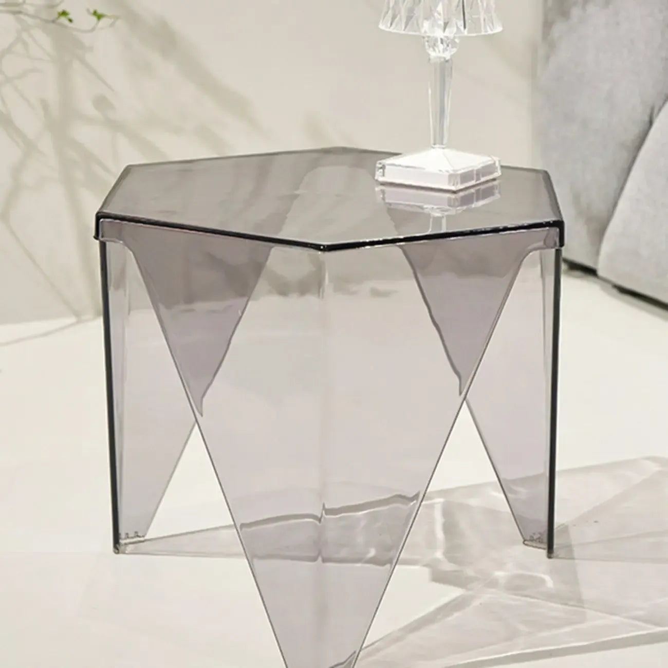 Contemporary Hexagon Acrylic End Table for Living Room