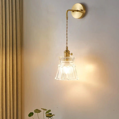 Elegant Cylinderial Gold Glass Wall Sconce