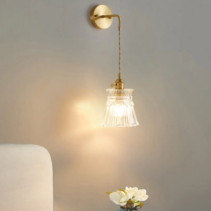Elegant Cylinderial Gold Glass Wall Sconce