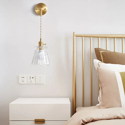 Elegant Cylinderial Gold Glass Wall Sconce